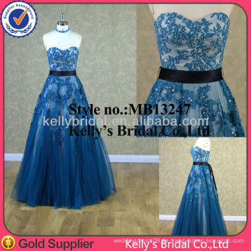 Hochwertiges königliches Blau 2015 Neues Abendkleid mit Schärpe Fat Women Export Qualit Einzigartiges Boutique Designer Kurzes Cocktailkleid